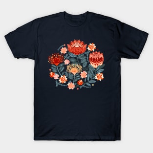 Protea Chintz - Navy T-Shirt